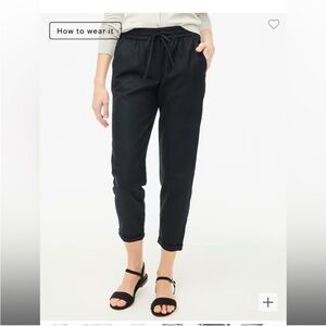 J Crew Linen Blend Rolled Cuff Cropped Black Pants - Size 6